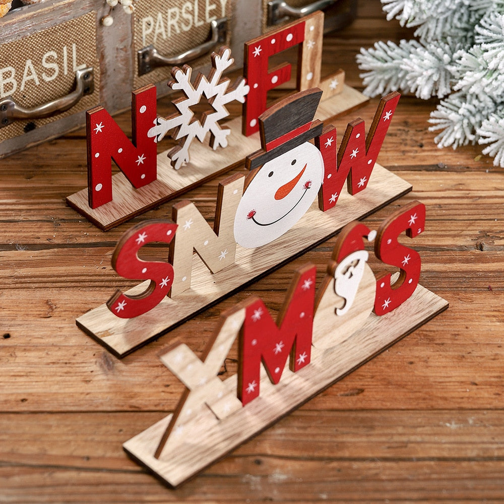 Home Wooden Letter XMAS Ornaments