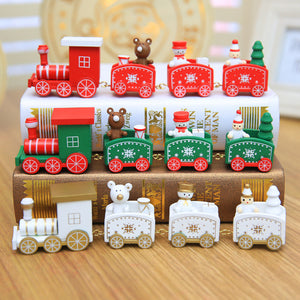 Christmas Train Painted Wooden Decoration