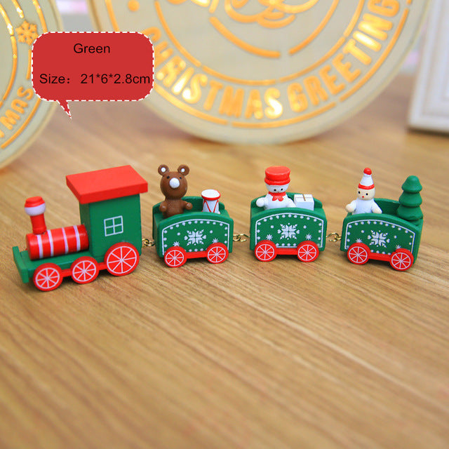 Christmas Train Painted Wooden Decoration