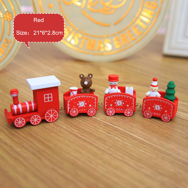 Christmas Train Painted Wooden Decoration