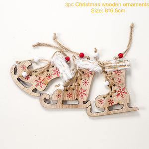 Christmas Train Painted Wooden Decoration